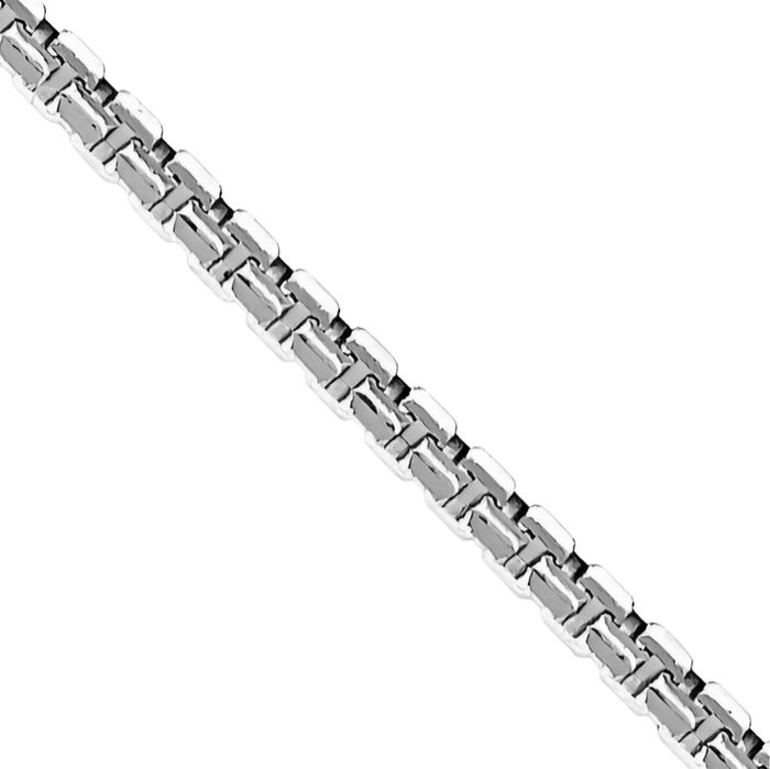 14K Solid White Gold 1mm Concave Box Link Chain Necklace