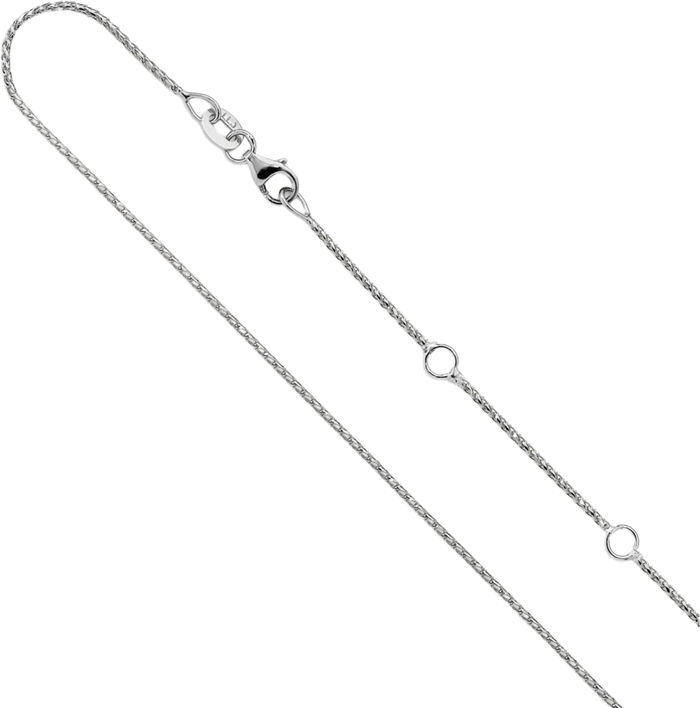 14K Solid White Gold 1mm Franco Adjustable Chain Necklace