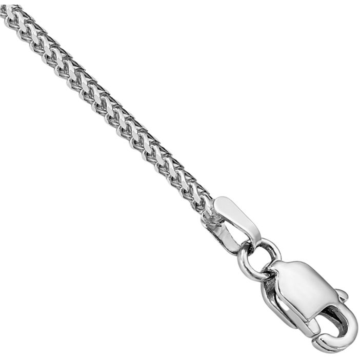14K Solid White Gold 1mm Franco Link Chain Bracelet