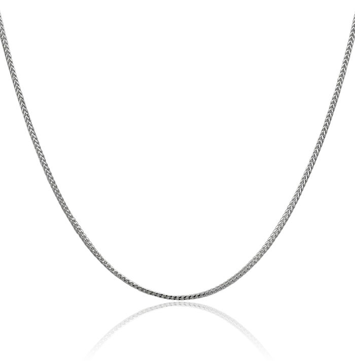 14K Solid White Gold 1mm Franco Link Chain Necklace