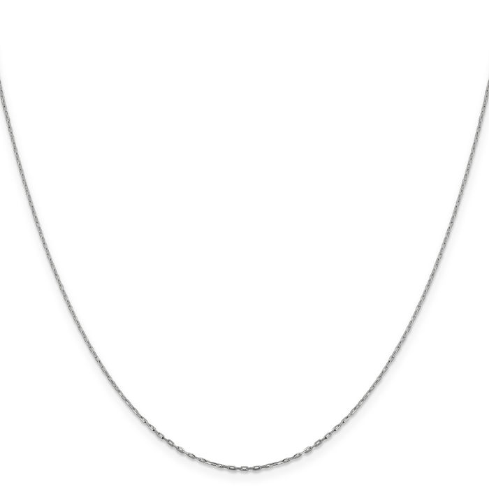 14K Solid White Gold 1mm Long Cable Rolo Link Chain Belcher Necklace