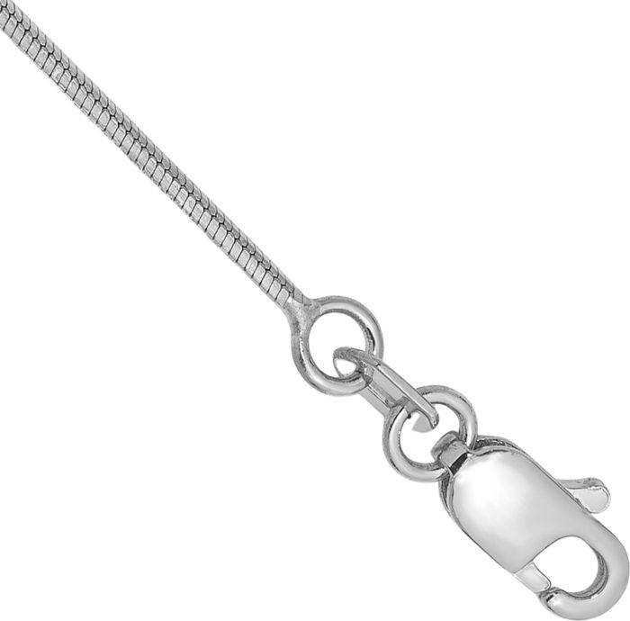 14K Solid White Gold 1mm Octagonal Cubetto Omega Snake Chain Anklet Summer Beach Foot Ankle Bracelet