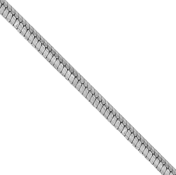 14K Solid White Gold 1mm Octagonal Cubetto Omega Snake Chain Herringbone Necklace