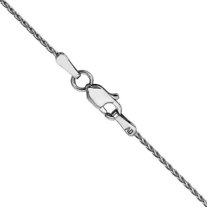 14K Solid White Gold 1mm Parisian Spiga Wheat Link Chain Necklace