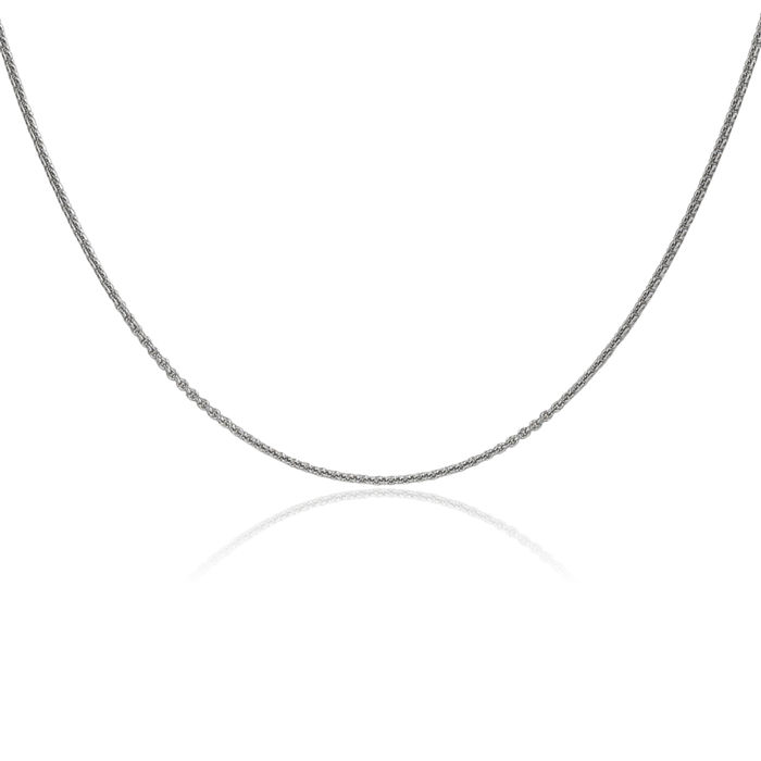 14K Solid White Gold 1mm Round Cable Rolo Link Chain Belcher Necklace