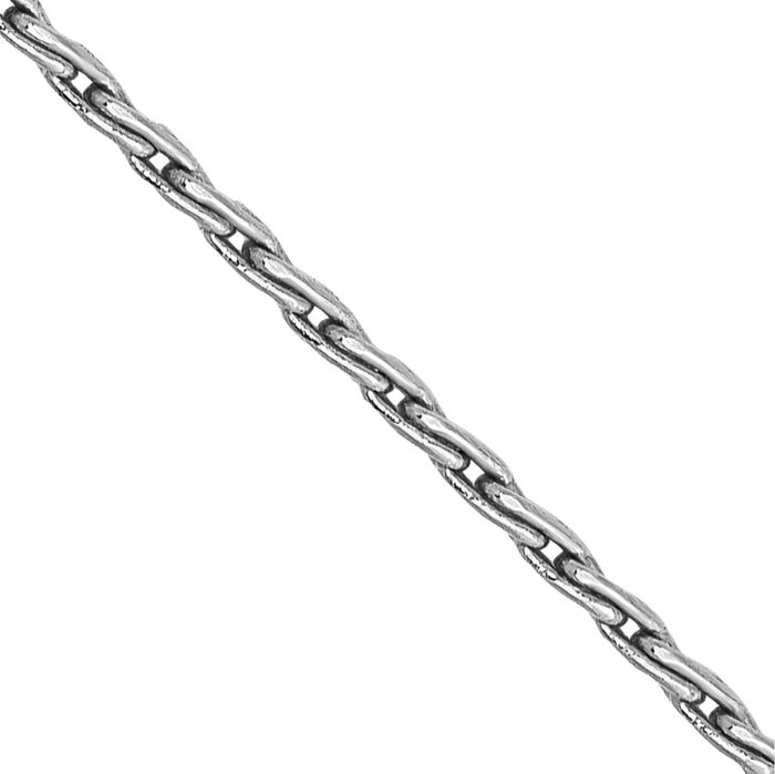 14K Solid White Gold 1mm Round Parisian Spiga Wheat Link Chain Necklace