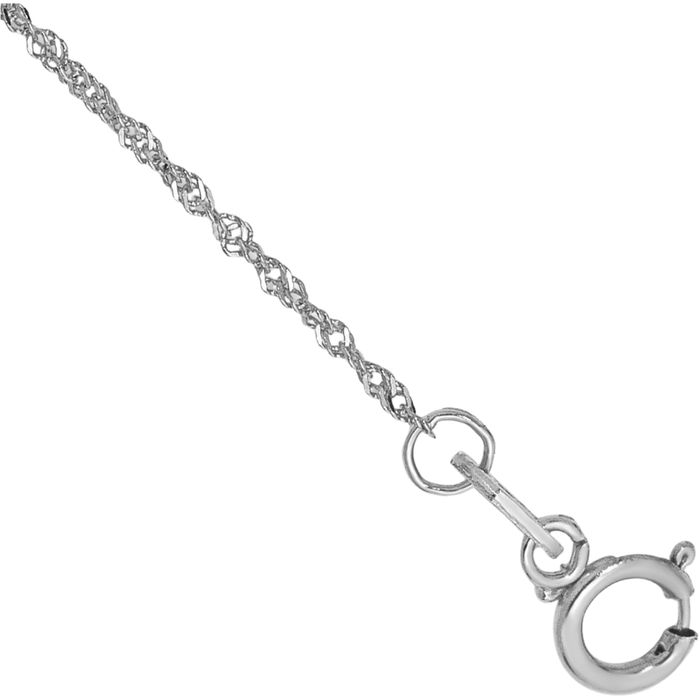 14K Solid White Gold 1mm Singapore Chain Bracelet