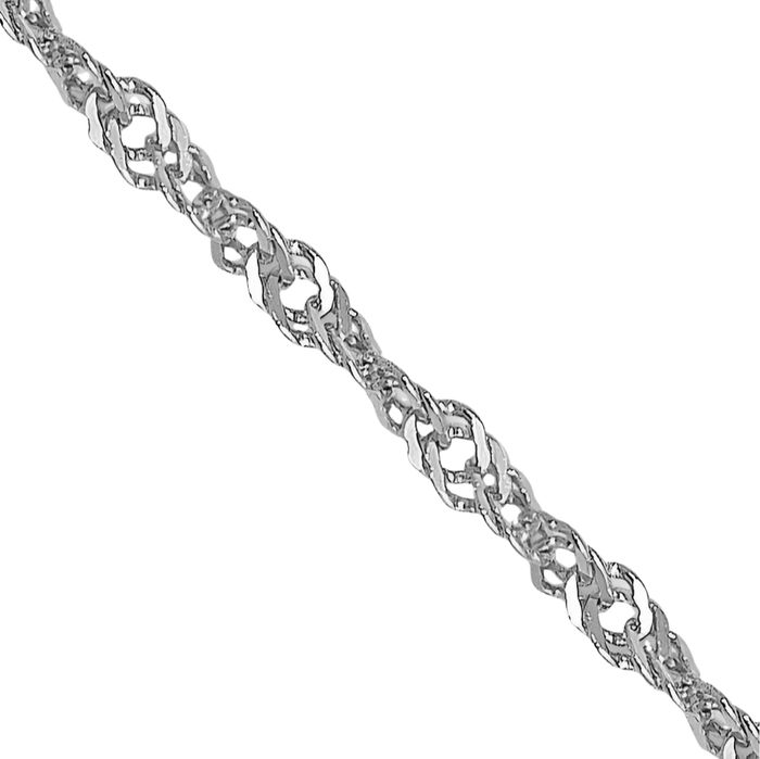 14K Solid White Gold 1mm Singapore Chain Necklace