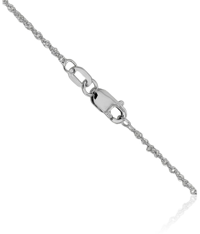 14K Solid White Gold 1mm Sparkle Singapore Chain Necklace