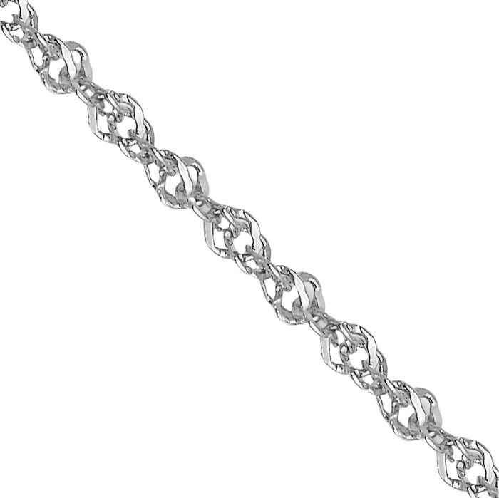 14K Solid White Gold 1mm Sparkle Singapore Chain Necklace