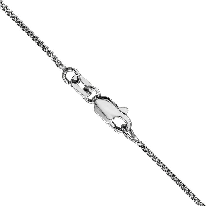 14K Solid White Gold 1.05mm Spiga Wheat Link Chain Bracelet