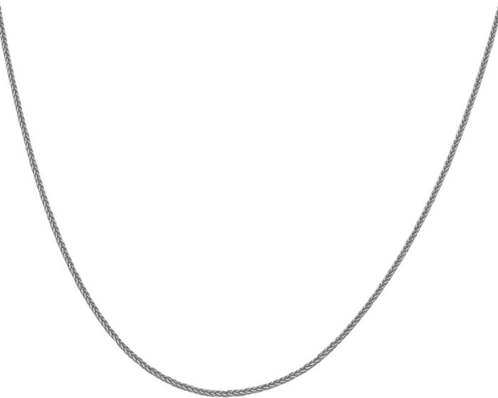 14K Solid White Gold 1mm Spiga Wheat Link Chain Necklace