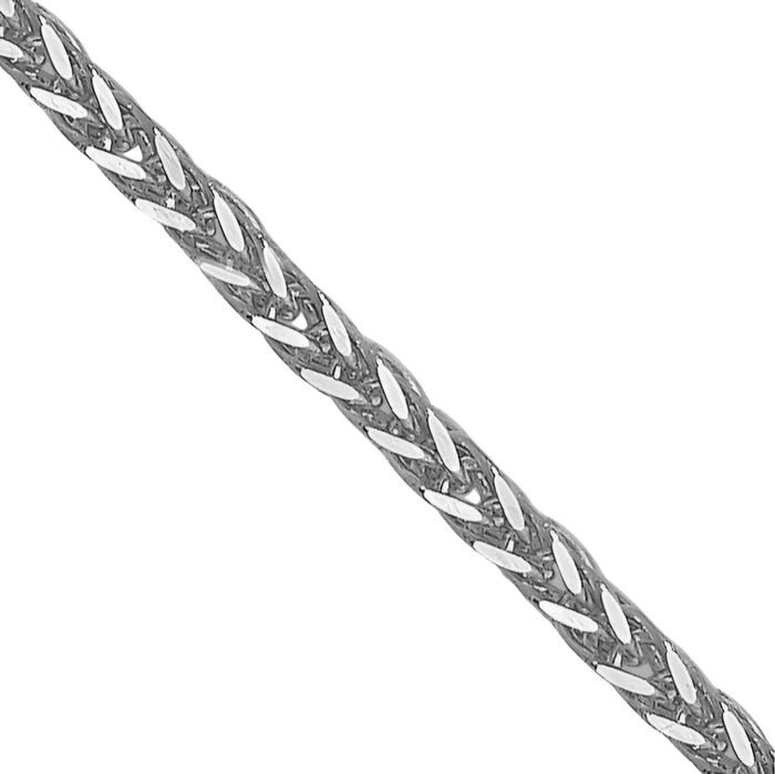 14K Solid White Gold 1mm Spiga Wheat Link Chain Necklace