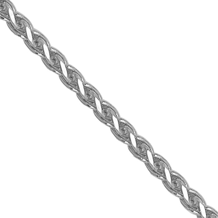 14K Solid White Gold 1mm Spiga Wheat Link Chain Necklace