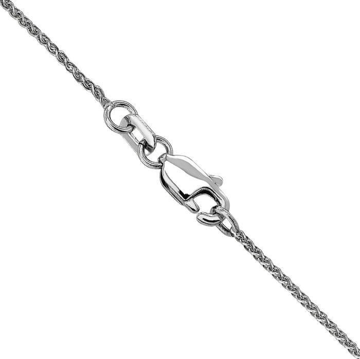 14K Solid White Gold 1mm Spiga Wheat Link Chain Necklace