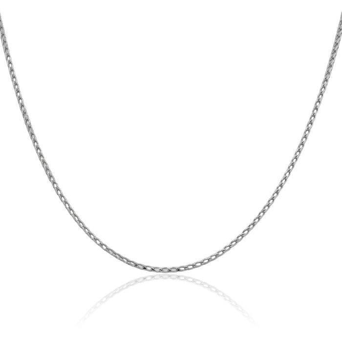 14K Solid White Gold 2.1mm Franco Link Chain Necklace