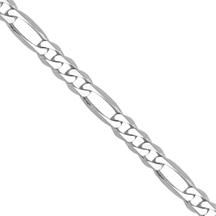 14K Solid White Gold 2.25mm Figaro Link Chain Necklace