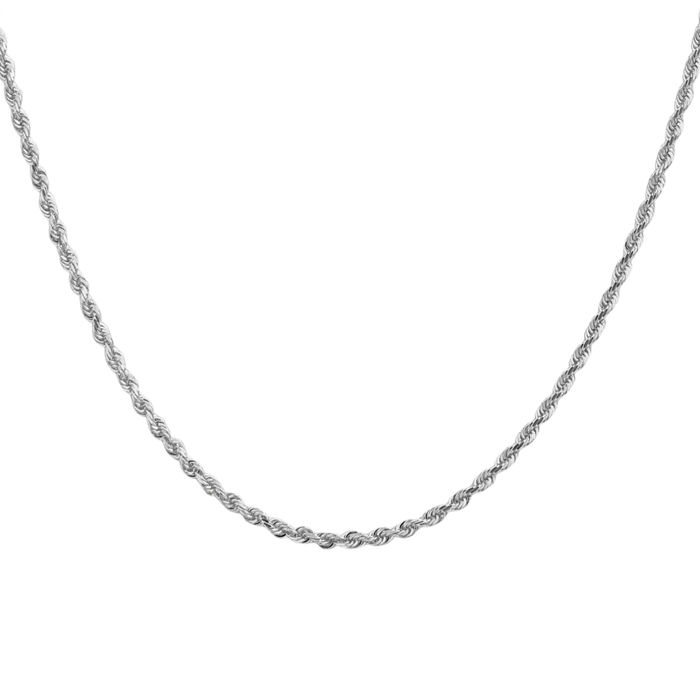 14K Solid White Gold 2.25mm Quadruple Rope Chain Twisted Link Necklace