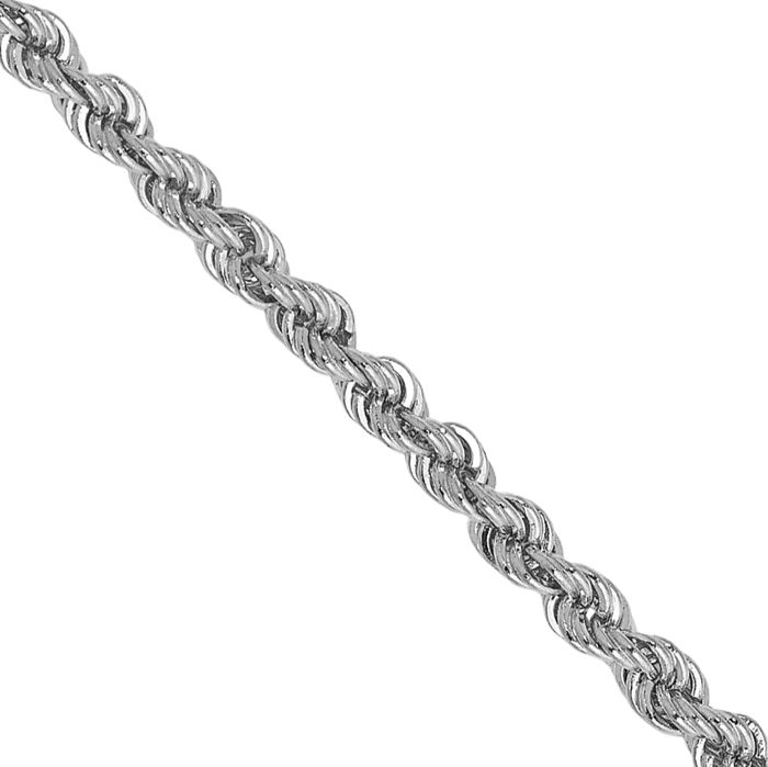 14K Solid White Gold 2.25mm Rope Chain Twisted Link Necklace