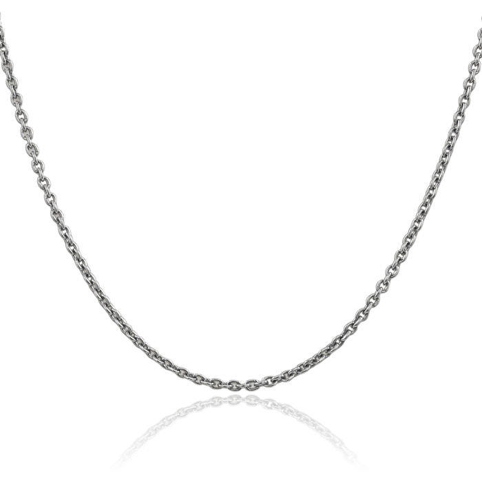 14K Solid White Gold 2.2mm Forzantine Cable Rolo Link Chain Belcher Necklace