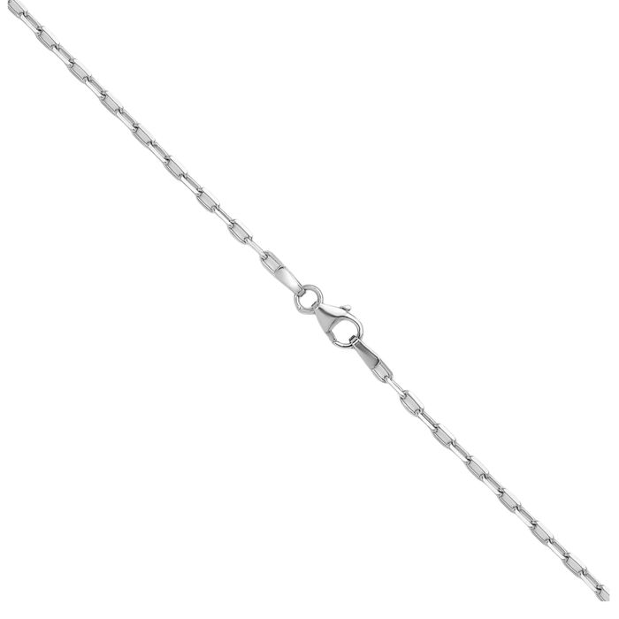 14K Solid White Gold 2.2mm Oval Cable Rolo Link Chain Belcher Necklace