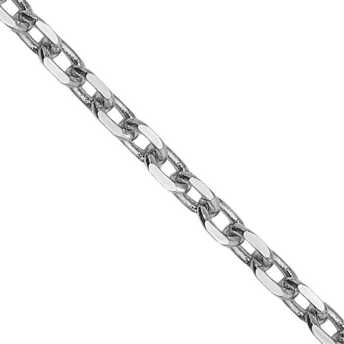 14K Solid White Gold 2.2mm Round Cable Rolo Link Chain Belcher Necklace