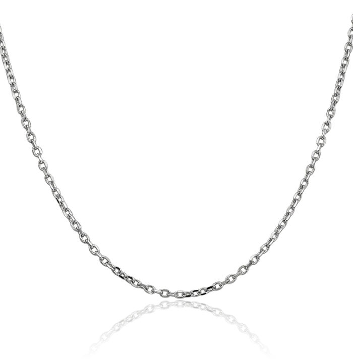 14K Solid White Gold 2.2mm Round Cable Rolo Link Chain Belcher Necklace