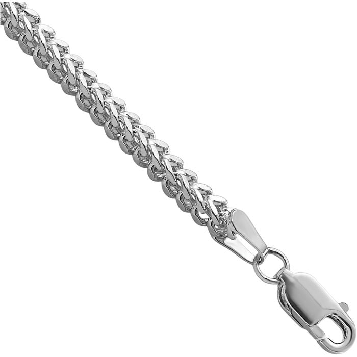 14K Solid White Gold 2.3mm Franco Link Chain Bracelet