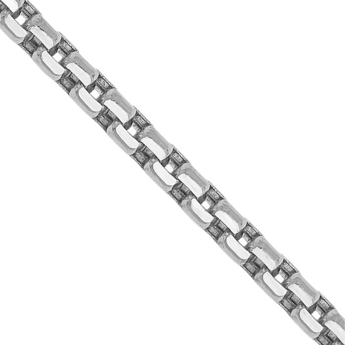 14K Solid White Gold 2.45mm Round Box Link Chain Necklace