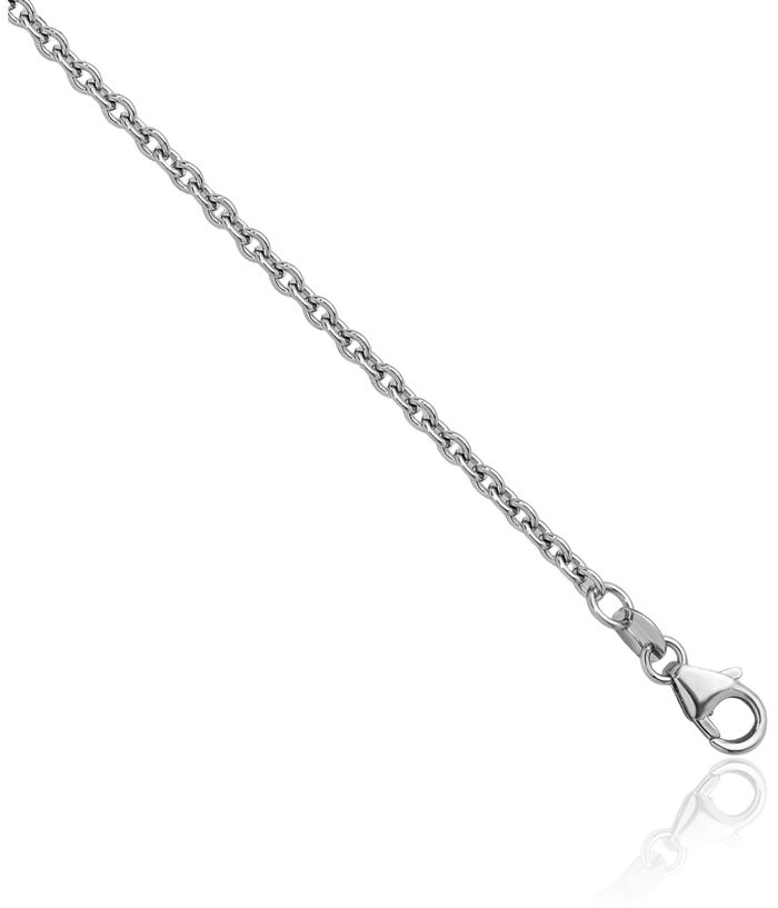 14K Solid White Gold 2.4mm Cable Rolo Link Chain Belcher Necklace