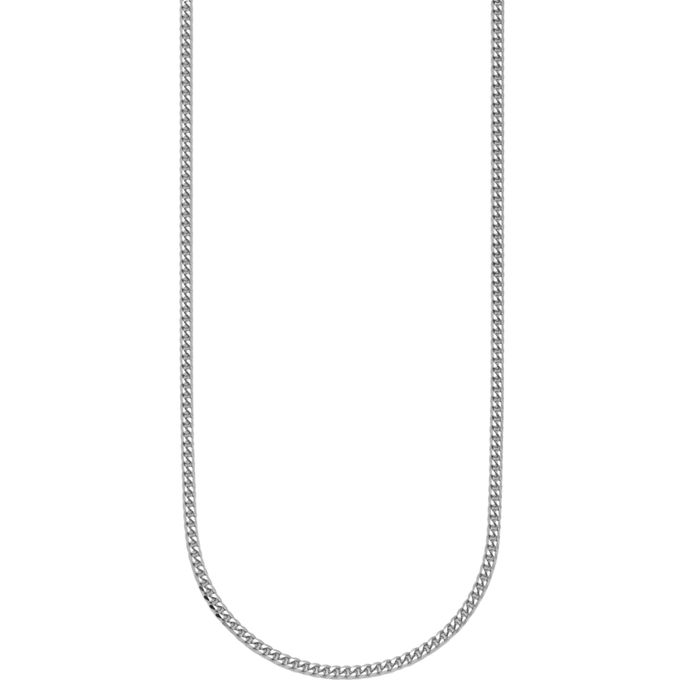 14K Solid White Gold 2.4mm Curb Link Chain Necklace