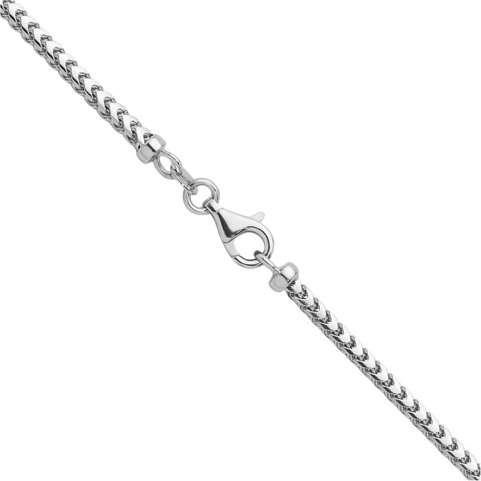 14K Solid White Gold 2.4mm Franco Link Chain Bracelet