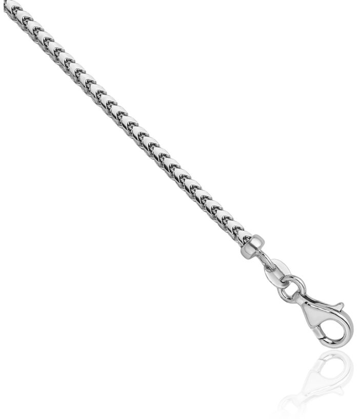 14K Solid White Gold 2.4mm Franco Link Chain Necklace