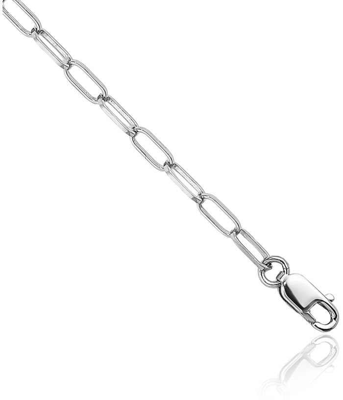 14K Solid White Gold 2.4mm Oval Cable Rolo Link Chain Belcher Necklace