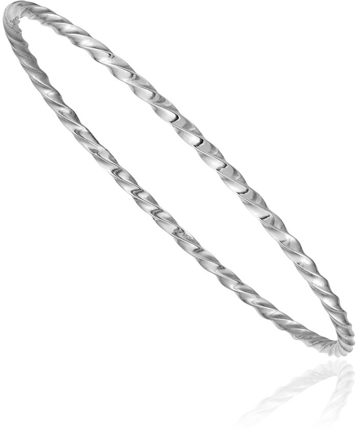 14K Solid White Gold 2.50mm Twisted Slip On Bangle Bracelet