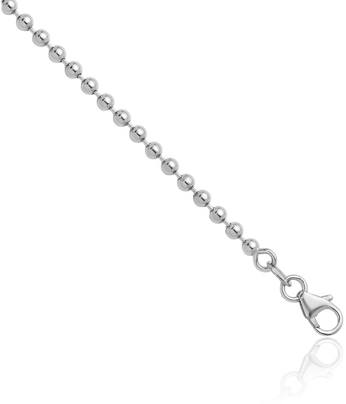 14K Solid White Gold 2.5mm Beaded Ball Chain Necklace