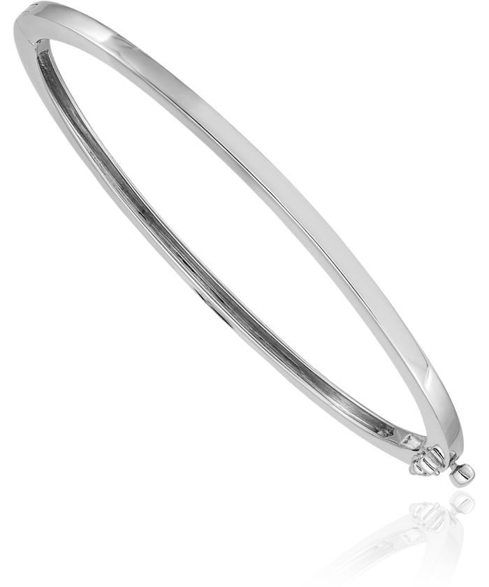 14K Solid White Gold 2.5mm Bangle Bracelet