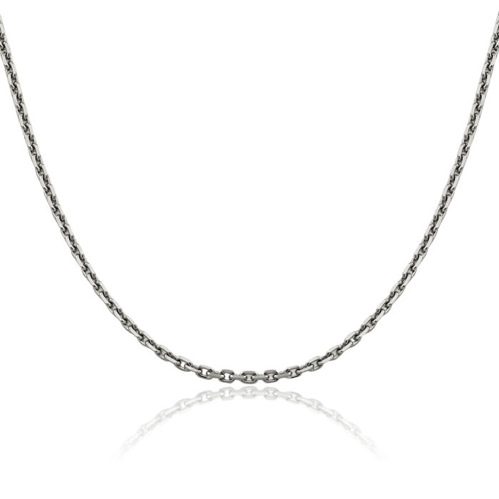 14K Solid White Gold 2.5mm Cable Rolo Link Chain Belcher Necklace