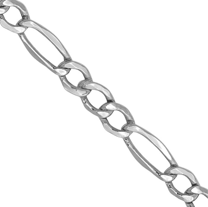 14K Solid White Gold 2.5mm Figaro Link Chain Necklace