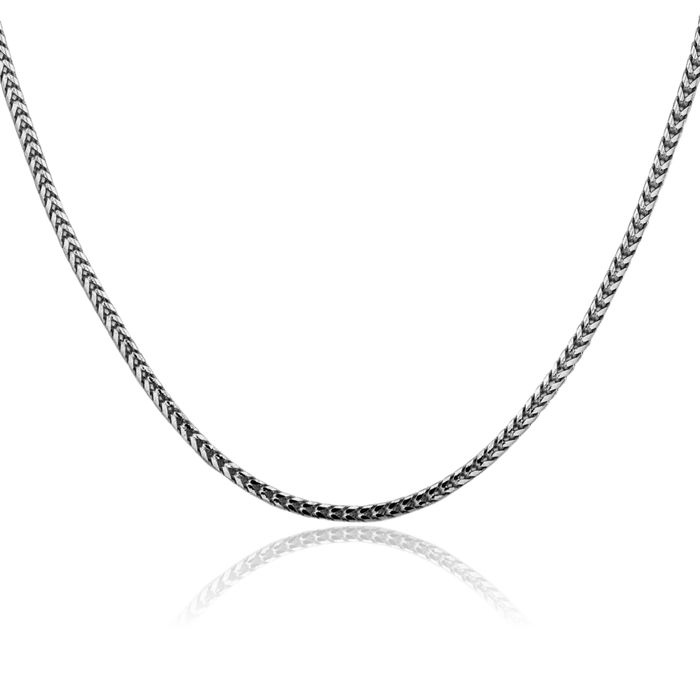 14K Solid White Gold 2.5mm Franco Link Chain Necklace