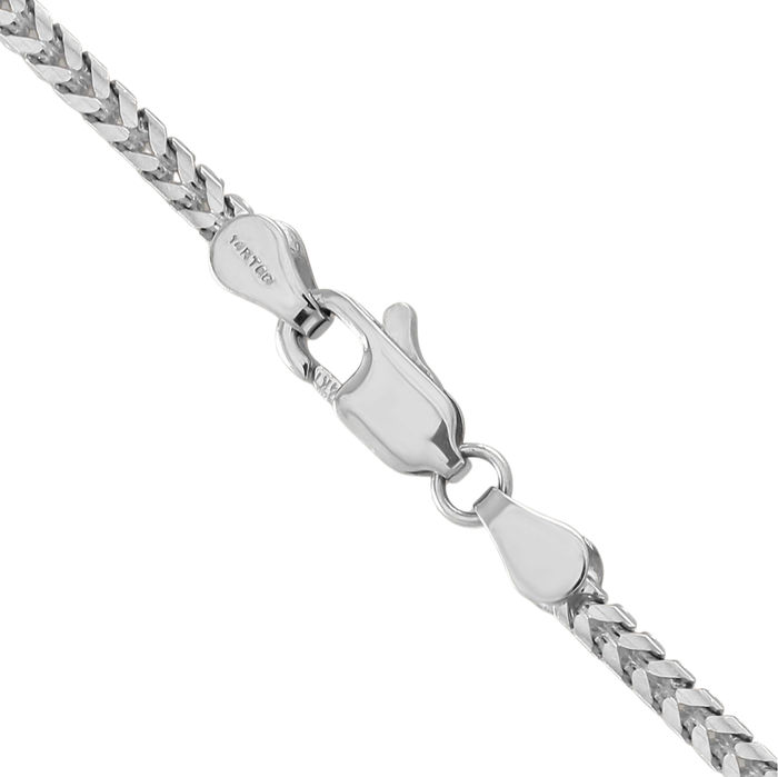 14K Solid White Gold 2.5mm Franco Link Chain Necklace