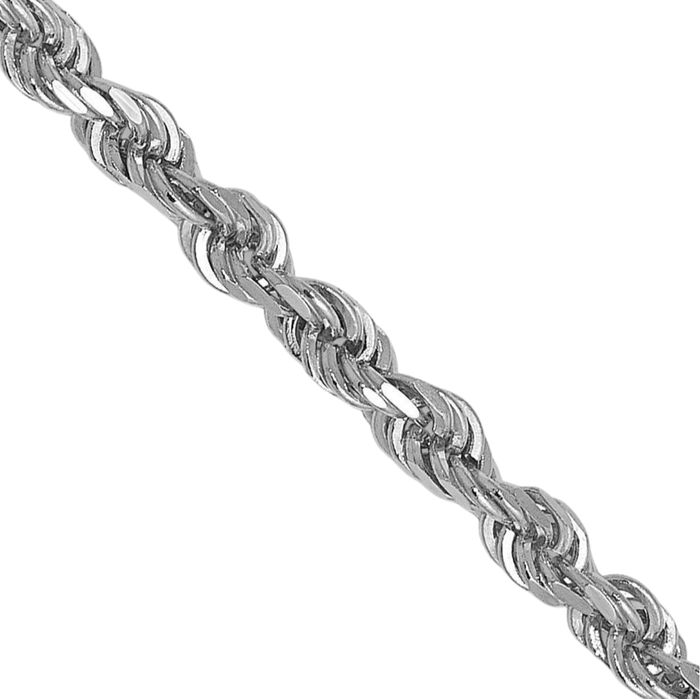 14K Solid White Gold 2.5mm Rope Chain Twisted Link Necklace