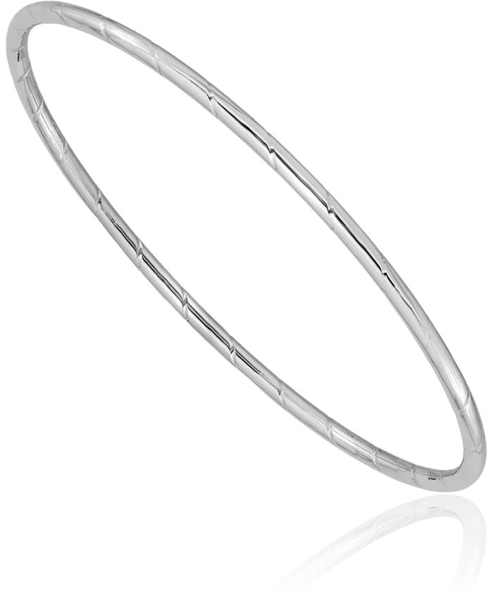 14K Solid White Gold 2.5mm Slip On Bangle Bracelet