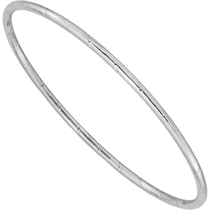 14K Solid White Gold 2.5mm Slip On Bangle Bracelet