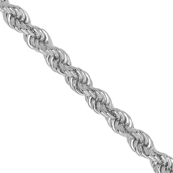 14K Solid White Gold 2.75mm Rope Chain Twisted Link Necklace