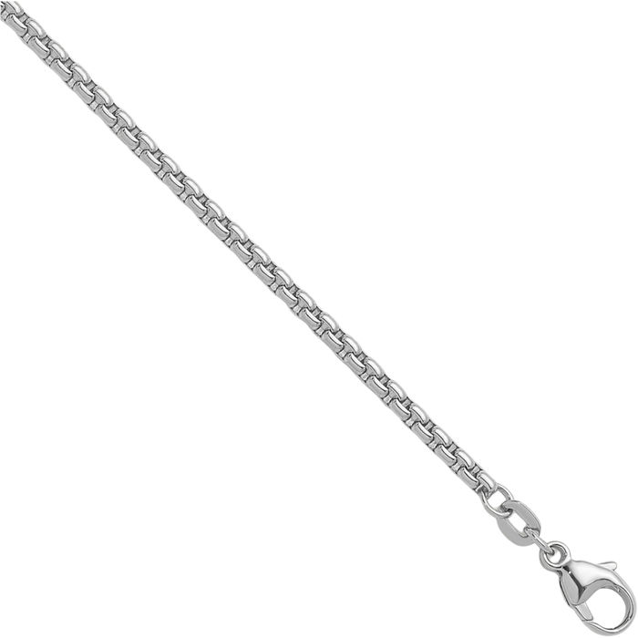 18K Solid White Gold 2.7mm Round Box Link Chain Necklace