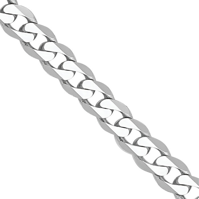 14K Solid White Gold 2.9mm Curb Link Chain Necklace