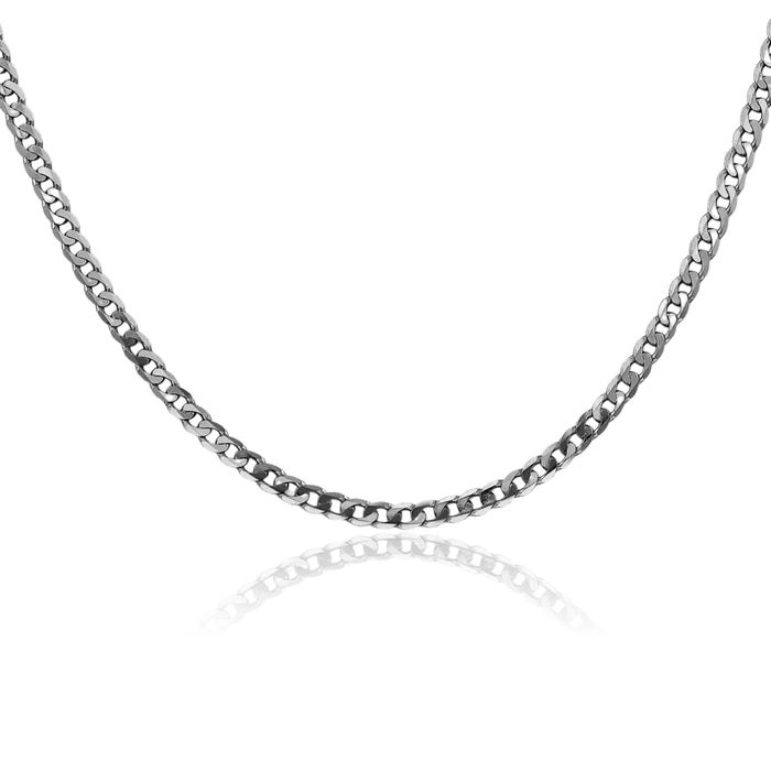 14K Solid White Gold 2.9mm Curb Link Chain Necklace