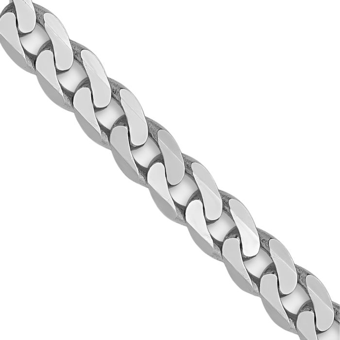 14K Solid White Gold 2.9mm Curb Link Chain Necklace