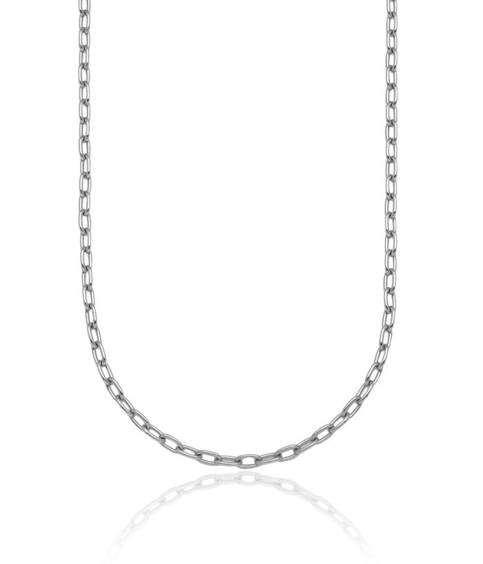 14K Solid White Gold 2.9mm Oval Cable Rolo Link Chain Belcher Necklace